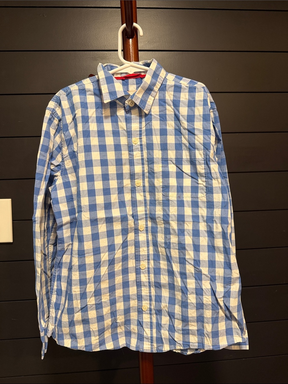 Blue & White Gingham Button-Down Shirt